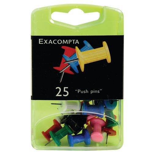 Prikbordspeld 25 st. push pin punthoogte 7mm Exacompta Prikbordspeld 25 st. push pin punthoogte 7mm Exacompta