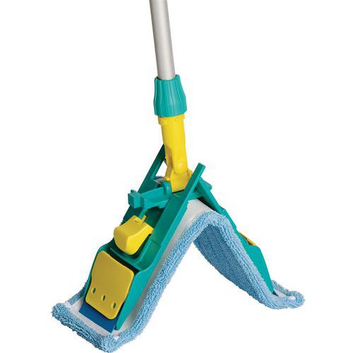 Kit Balai à Franges Professionnel Avec Manche Aluminium Réglable (80-144 Cm) | Serpillère 350g, Support Gris