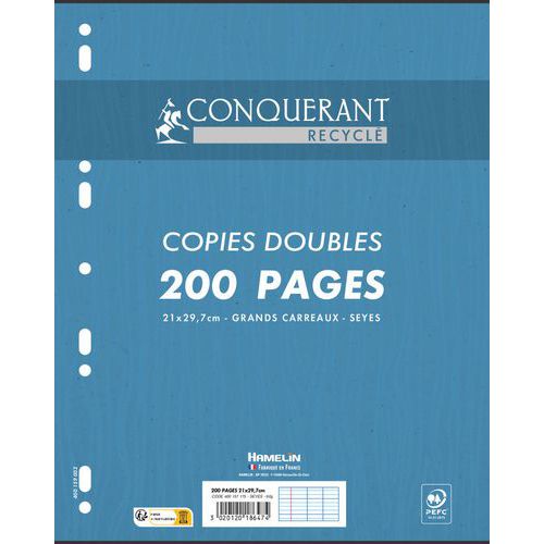 Dubbel ringbandpapier 210x297 Seyes gerecycled - Conquérant Dubbel ringbandpapier 210x297 Seyes gerecycled - Conquérant