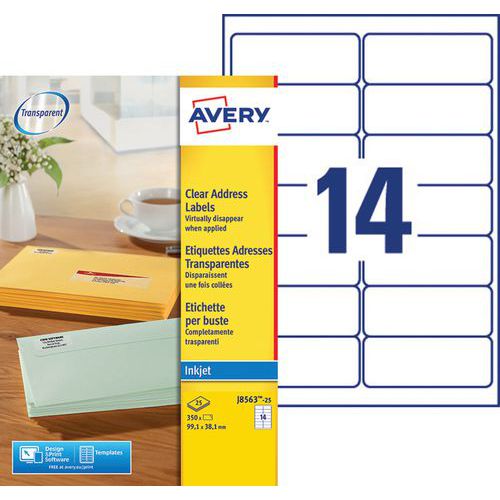 Transparant adreslabel Avery - Inkjetprinter