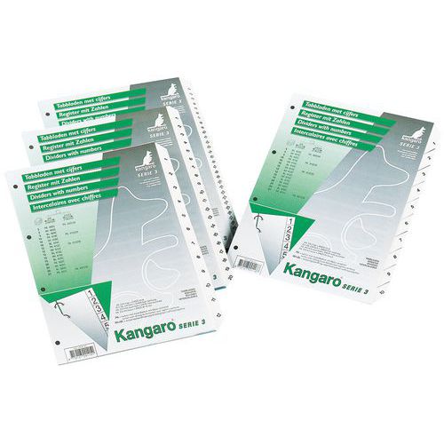 Tabblad A4 met cijfers karton wit 4-gaats - Kangaro Tabblad A4 met cijfers karton wit 4-gaats - Kangaro