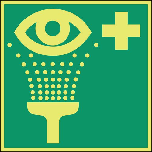 Panneau photoluminescent - Rinçage des yeux - Rigide Panneau photoluminescent - Rinçage des yeux - Rigide