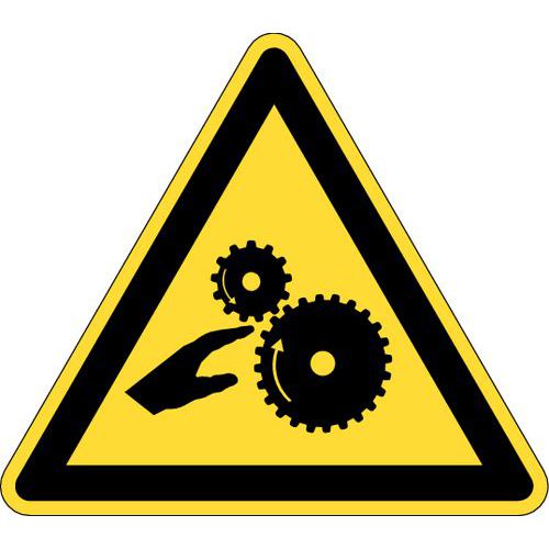 Panneau de danger - Risque d'écrasement rouleaux crantés - Rigide Panneau de danger - Risque d'écrasement rouleaux crantés - Rigide