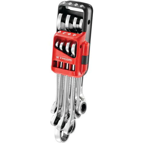 Jeu 8 cles mixtes a cliquet en etui pocket 8 a 19mm - Facom Jeu 8 cles mixtes a cliquet en etui pocket 8 a 19mm - Facom