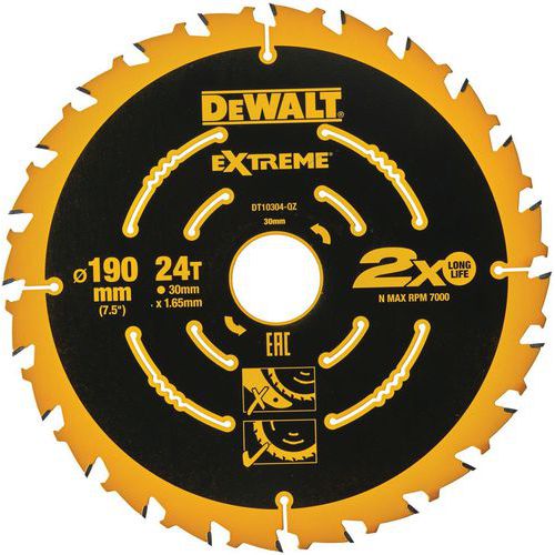 Lame scie circulaire portative Carbure Extreme Ø190x30mm - Dewalt Lame scie circulaire portative Carbure Extreme Ø190x30mm - Dewalt
