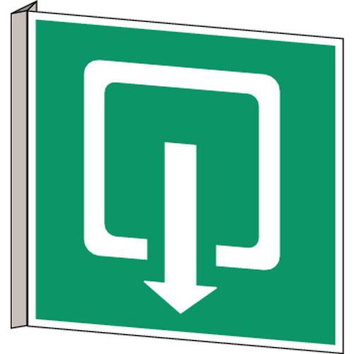 Noodevacuatiebord - Evacuatie lift naar beneden - Hard Noodevacuatiebord - Evacuatie lift naar beneden - Hard