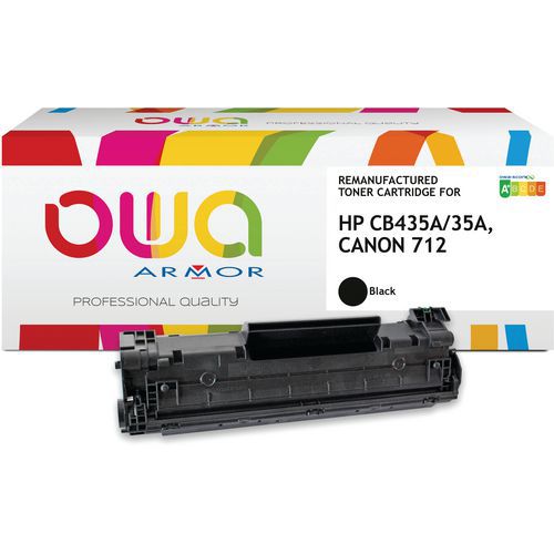 Toner refurbished Canon 712 - HP CB435A - Zwart - Owa Toner refurbished Canon 712 - HP CB435A - Zwart - Owa