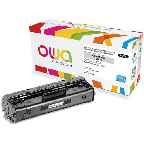 Toner refurbished HP C4092A - Canon EP-22 - Zwart - Owa Toner refurbished HP C4092A - Canon EP-22 - Zwart - Owa