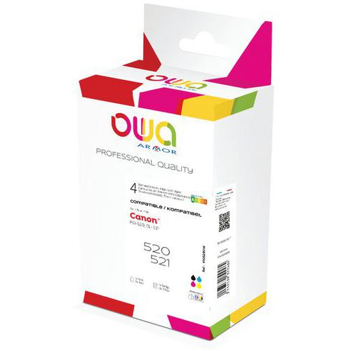 Inktcartridge refurbished Canon PGI-520 CLI-521 4 kleur -Owa Inktcartridge refurbished Canon PGI-520 CLI-521 4 kleur -Owa