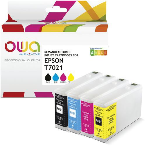 Cartouches d'encre remanufacturées Epson T702 - 4 couleurs - Owa Cartouches d'encre remanufacturées Epson T702 - 4 couleurs - Owa