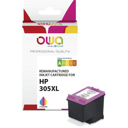 Inktcartridge refurbished HP 305XL - 1 zwart en 3 kleur Owa Inktcartridge refurbished HP 305XL - 1 zwart en 3 kleur Owa