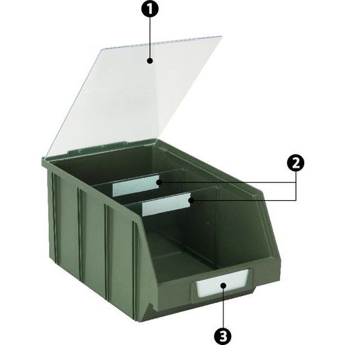 1 - couvercle2 - séparateurs3 - étiquettes 1 - couvercle2 - séparateurs3 - étiquettes