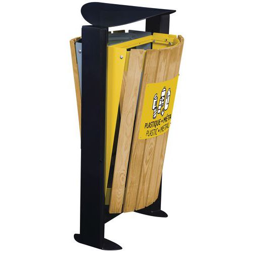 Vuilnisbak 2x60L Arkea met houten wanden Rossignol Vuilnisbak 2x60L Arkea met houten wanden Rossignol