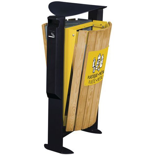 Vuilnisbak 2x60L Arkea met houten wanden + asbak Rossignol Vuilnisbak 2x60L Arkea met houten wanden + asbak Rossignol