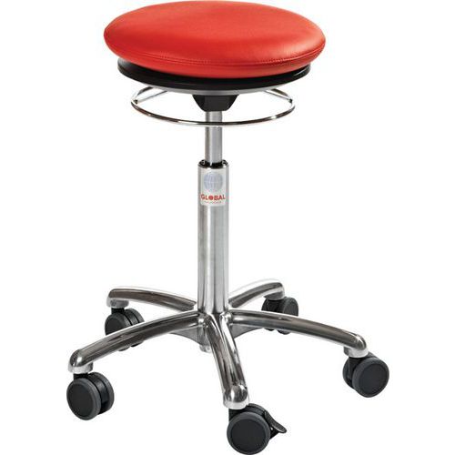 Ergonomische kruk met vulling Pilates Alu50-Global Stole, Zitting materiaal: Doek, Kleur: Rood, Model: Laag