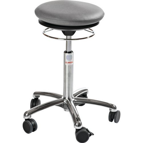 Ergonomische kruk met vulling Pilates Alu50-Global Stole, Zitting materiaal: Doek, Kleur: Grijs, Model: Laag