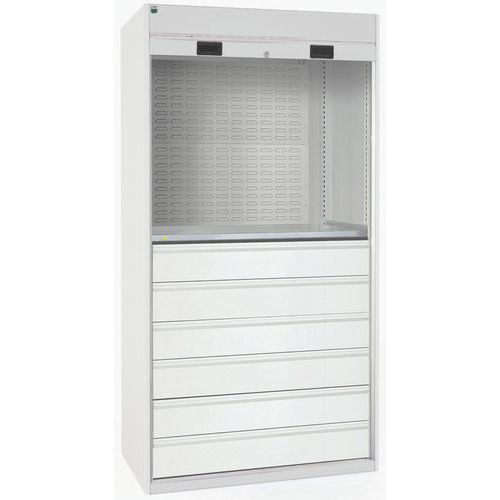 Armoire lourde à porte rideaux et à tiroirs Cubio 2000x1050mm - Bott