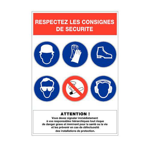 Panneau de signalisation réglementaire - Consignes de sécurité