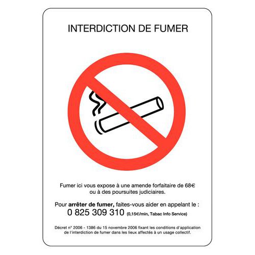 Pictogramme Interdiction de fumer rigide - A4 Pictogramme Interdiction de fumer rigide - A4