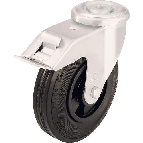 Roulette Pivotante Avec Double Frein 200x50mm Caoutchouc