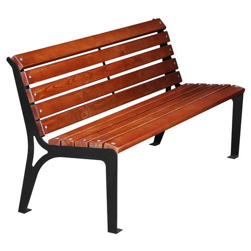 Houten bank buiten, voor bevestiging, met rugleuning Houten bank buiten, voor bevestiging, met rugleuning