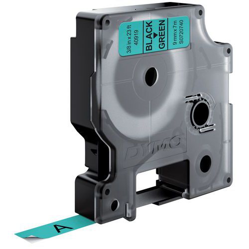 Tape Dymo D1 9 mm zwart/groen Tape Dymo D1 9 mm zwart/groen