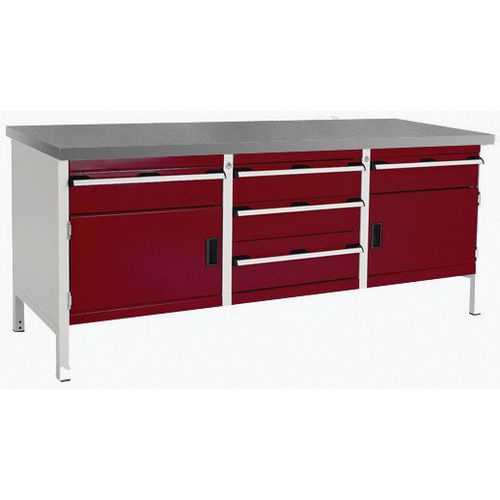 Werkbank linoleum Cubio - 2 deuren - 5 laden - B 2000 mm - Bott Werkbank linoleum Cubio - 2 deuren - 5 laden - B 2000 mm - Bott