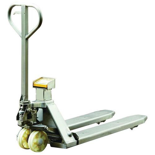 Transpalette peseur manuel - inox - Force 2000 kg Transpalette peseur manuel - inox - Force 2000 kg