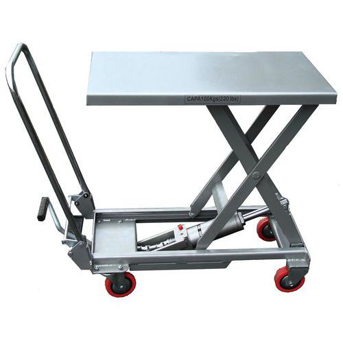 Table élévatrice manuelle aluminium - Capacité 100 kg Table élévatrice manuelle aluminium - Capacité 100 kg