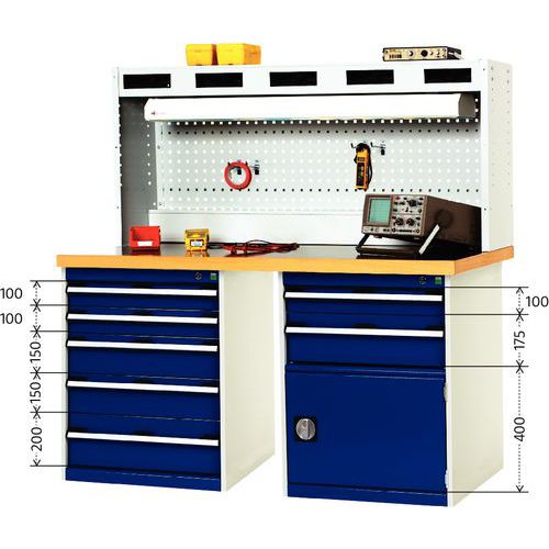 Établi Cubio Combi avec 2 armoires à tiroirs - Arphenol