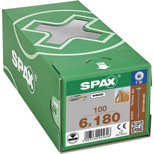 Doos met 100 houtschroeven met discuskop TX Ø 6 mm - Spax Doos met 100 houtschroeven met discuskop TX Ø 6 mm - Spax