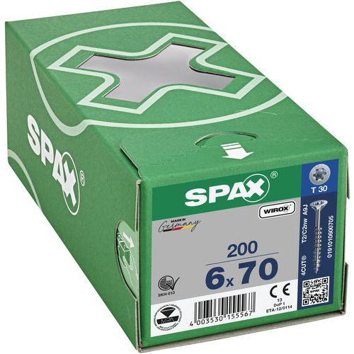 Doos Met 200 Universele Schroeven T-Star Plus Met Verzonken Kop TxØ - Spax