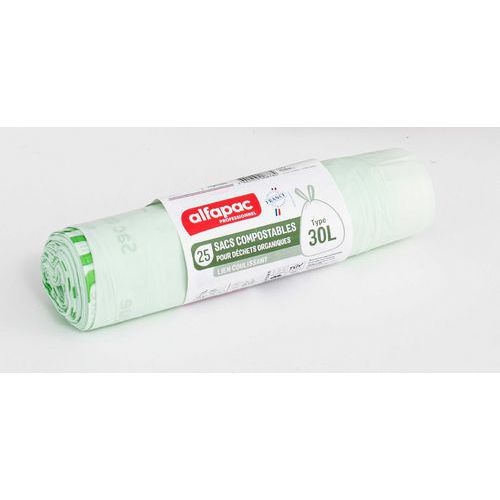 Afvalzak met trekkoord - organisch afval - 30 l - Alfapac