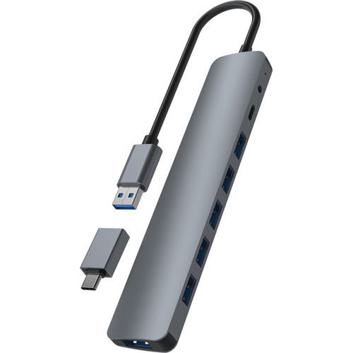 Hub USB-A aluminium vers 7 ports USB-A 3.0 - TNB Hub USB-A aluminium vers 7 ports USB-A 3.0 - TNB