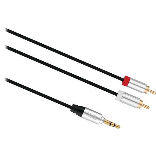 Kabel jack 3,5 mm mannelijk naar 2 RCA mannelijk connector goud - T'nB Kabel jack 3,5 mm mannelijk naar 2 RCA mannelijk connector goud - T'nB