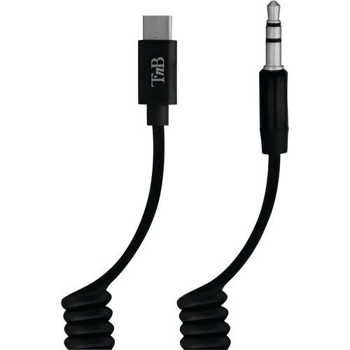 Cable USB-C vers jack 3.5 mm torsade - TNB Cable USB-C vers jack 3.5 mm torsade - TNB