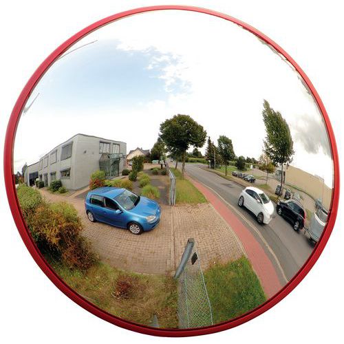 Bewakingsspiegel voor buiten, rood frame - Met kogelgewricht - Dancop
