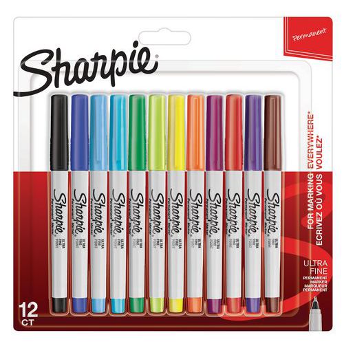 Marqueur permanent Sharpie - Pointe fine - Assortis 