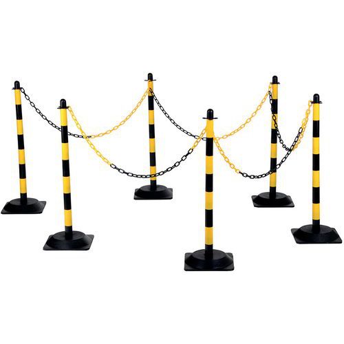 Paal met sokkel en ketting van polyethyleen - set van 6 - Crash Stop Paal met sokkel en ketting van polyethyleen - set van 6 - Crash Stop