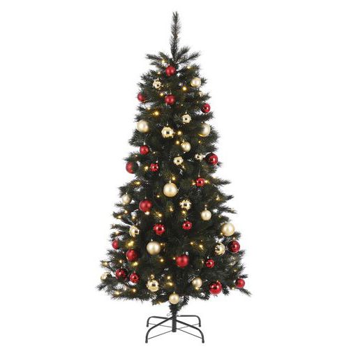 Kunstkerstboom Voss 140x led 185 cm - 48 decoraties rood/goud Kunstkerstboom Voss 140x led 185 cm - 48 decoraties rood/goud