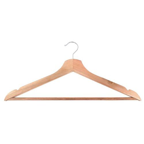 Kledinghanger met broeklat, natuurhout - Set van 25 - Vepabins Kledinghanger met broeklat, natuurhout - Set van 25 - Vepabins