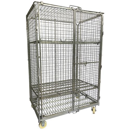 Antidiefstalrolcontainer - 2 legborden - draagvermogen 600 kg - Manutan Expert Antidiefstalrolcontainer - 2 legborden - draagvermogen 600 kg - Manutan Expert