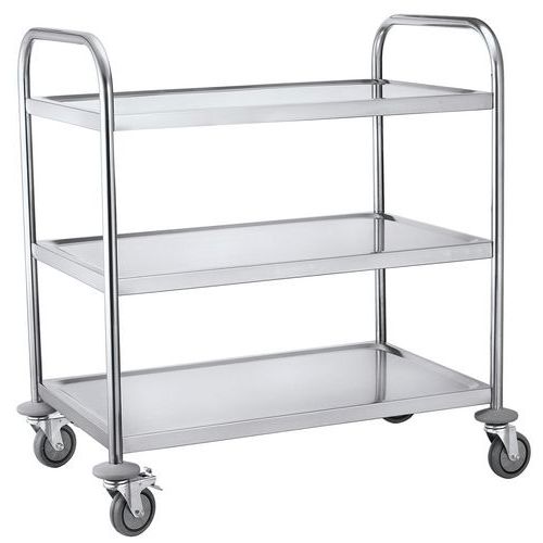 Plateauwagen van roestvast staal - 3 plateaus - Draagvermogen 150 kg Plateauwagen van roestvast staal - 3 plateaus - Draagvermogen 150 kg