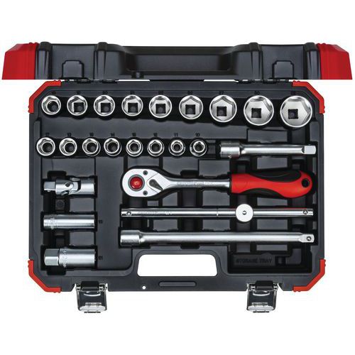 Jeu douilles 1/210-32mm 24 pièces R69003024 - GedoreRed Jeu douilles 1/210-32mm 24 pièces R69003024 - GedoreRed