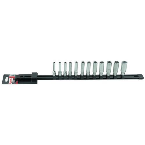 Racks de douilles longues 1/4'' 12 pièces - Mob Racks de douilles longues 1/4'' 12 pièces - Mob