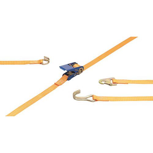 Sjorband in 2 delen met spanner met haak - Belasting 250 kg - Musketon Sjorband in 2 delen met spanner met haak - Belasting 250 kg - Musketon