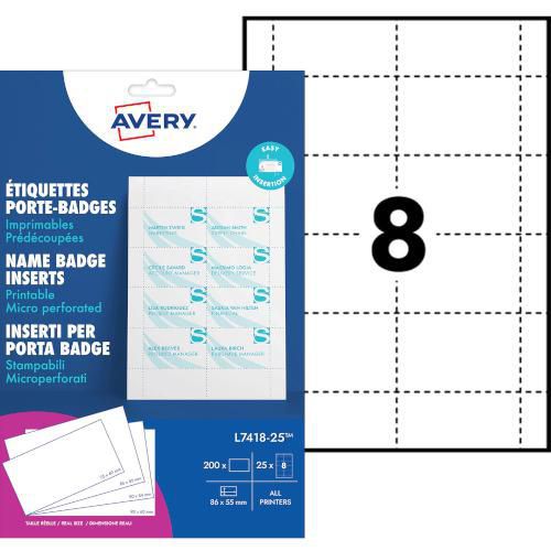 Insert microperforé pour badge - Avery