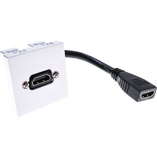 Wand aansluitpaneel 45 x 45 met haakse HDMI-kabel - 10 cm Wand aansluitpaneel 45 x 45 met haakse HDMI-kabel - 10 cm