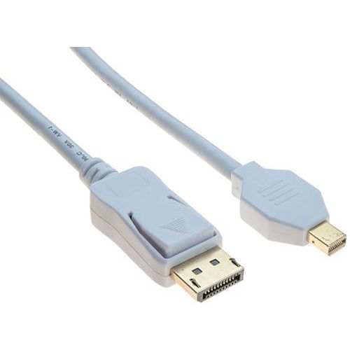 Kabel Displayport en mini displayport 1.2 wit - 3 M Kabel Displayport en mini displayport 1.2 wit - 3 M