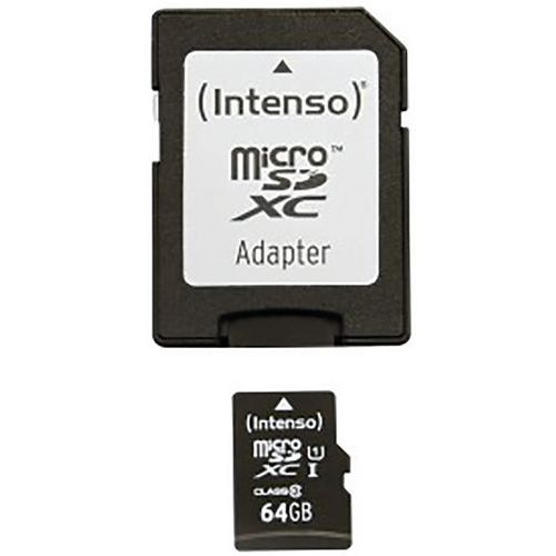Kaart MicroSDXC UHS-I 64 GB klasse 10 - INTENSO Kaart MicroSDXC UHS-I 64 GB klasse 10 - INTENSO